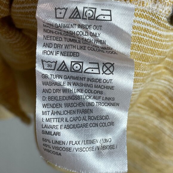 Isaac Mizrahi Live Bridgehampton Womens Plus 2X Mustard Striped Linen Tunic Top - Picture 4 of 9